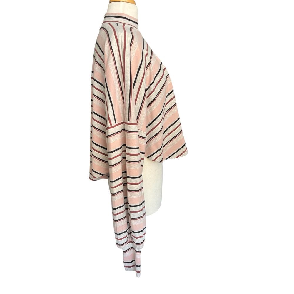 Free People Steph Striped Mock Neck Top Cropped Oversize Boho Casual Medium - Picture 4 of 14